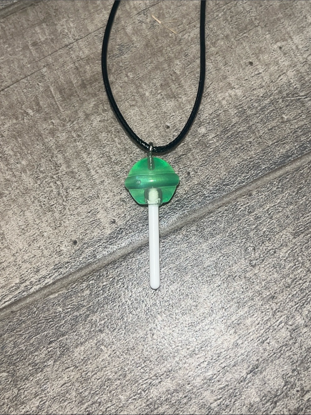 Green Lollipop Pendant Necklace with Black Cord